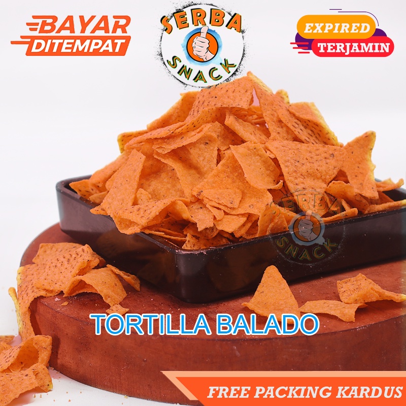 

Snack Kiloan TORTILLA BALADO dan BBQ 125gram Makanan Ringan Pedas