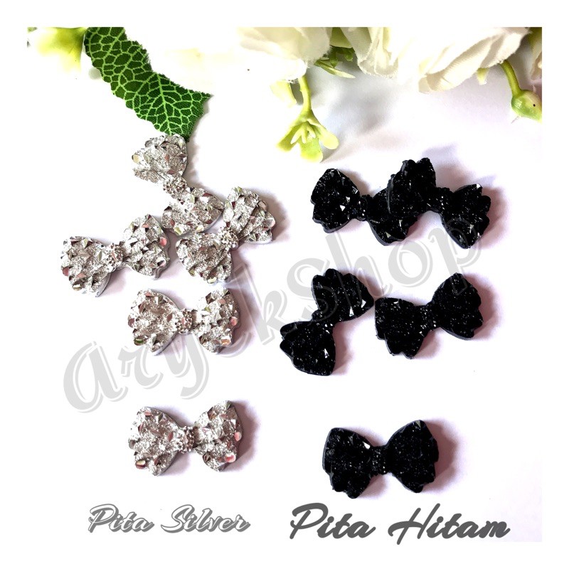 PITA SILVER isi 10pcs Bahan Craft Tasbih Blink Pita Silver resin jepit rambut Bahan kerajinan DIY