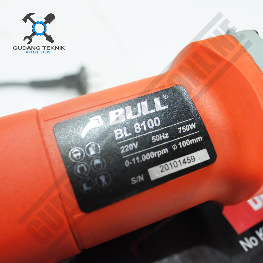 Bull BL 8100 / Mesin Gerinda Tangan 4&quot; Bull BL8100 VS Variable Speed - Angle Grinder Bull 8100