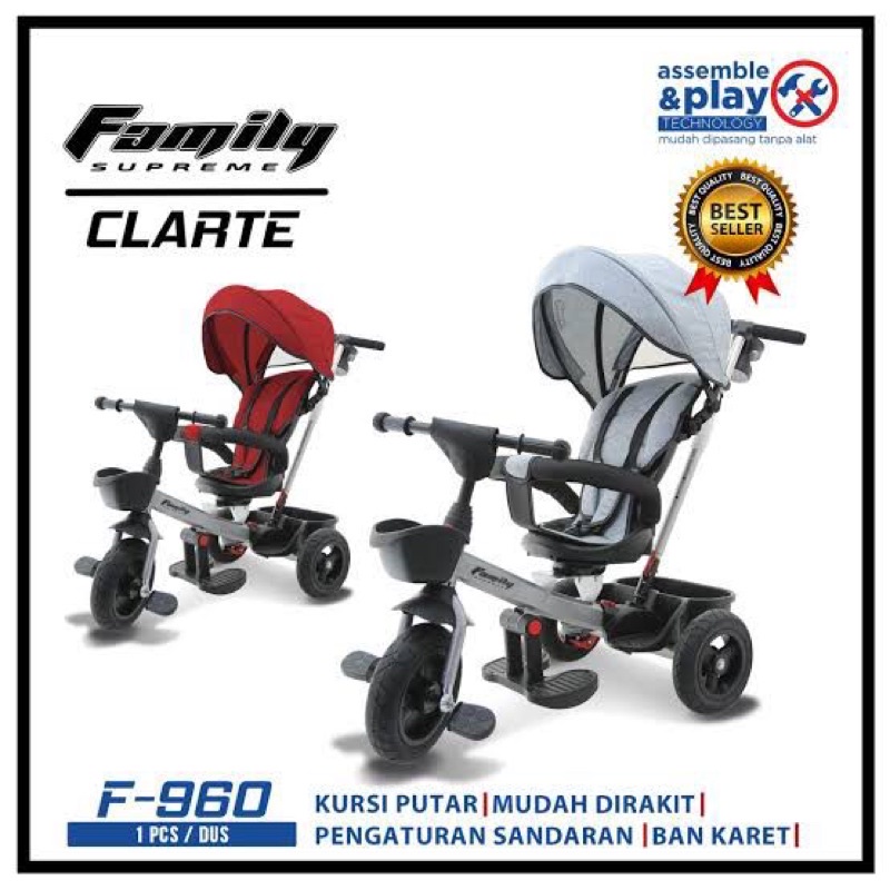 sepeda anak roda tiga family clarte F960