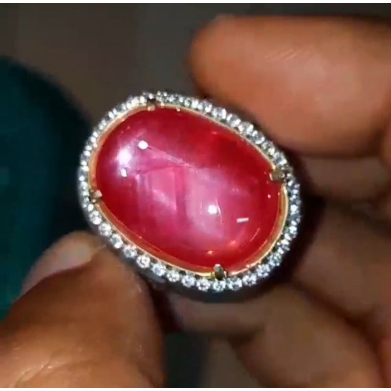 natural langka [RUBY BURMA SERTIFIKAT] super kristal clean emban cincin ring perak 925 HM