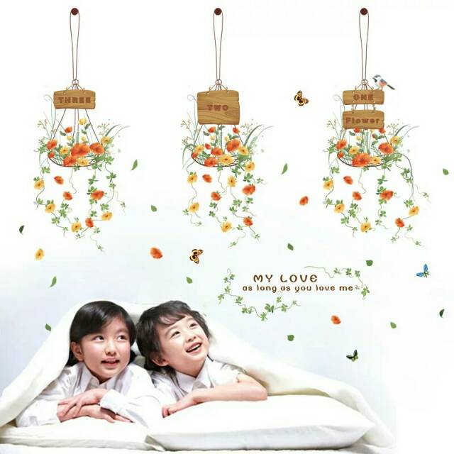 RELIZA WALL STICKER POT GANTUNG TANAMAN BUNGA HANGING XL7106 STIKER DINDING WALLSTICKER