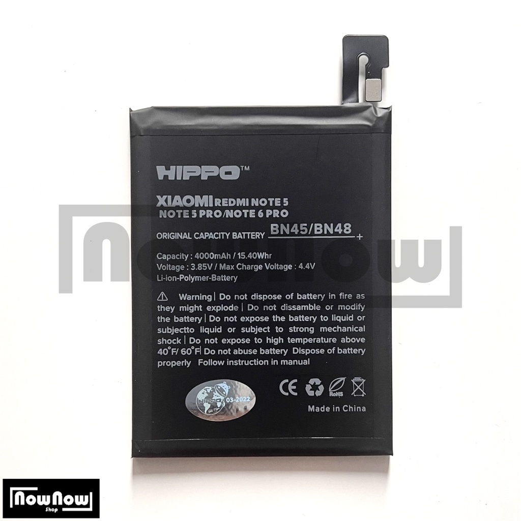 Baterai Hippo Xiaomi Redmi Note 5 / Note 5 Pro / Note 5 Plus BN45 BN 45 - Redmi Note 6 Pro BN48 BN 48 4000 mAh Garansi Resmi Hippo Original Batre Batrai Battery HP