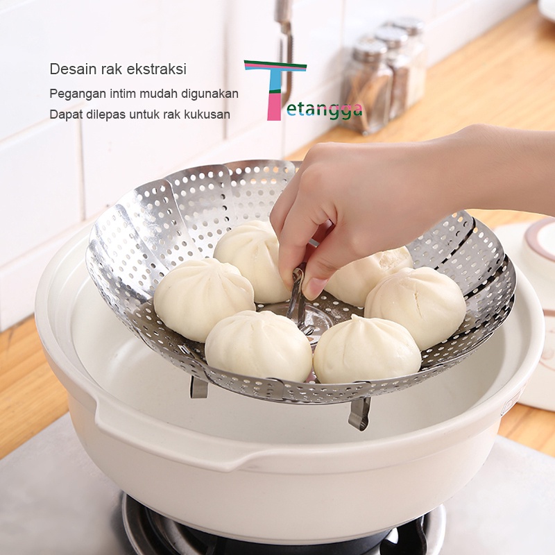 Kukusan Stainless Flexible - Steamer Alat Kukus Serbaguna Flexible Kukusan Bunga Tirisan Buah Sayur