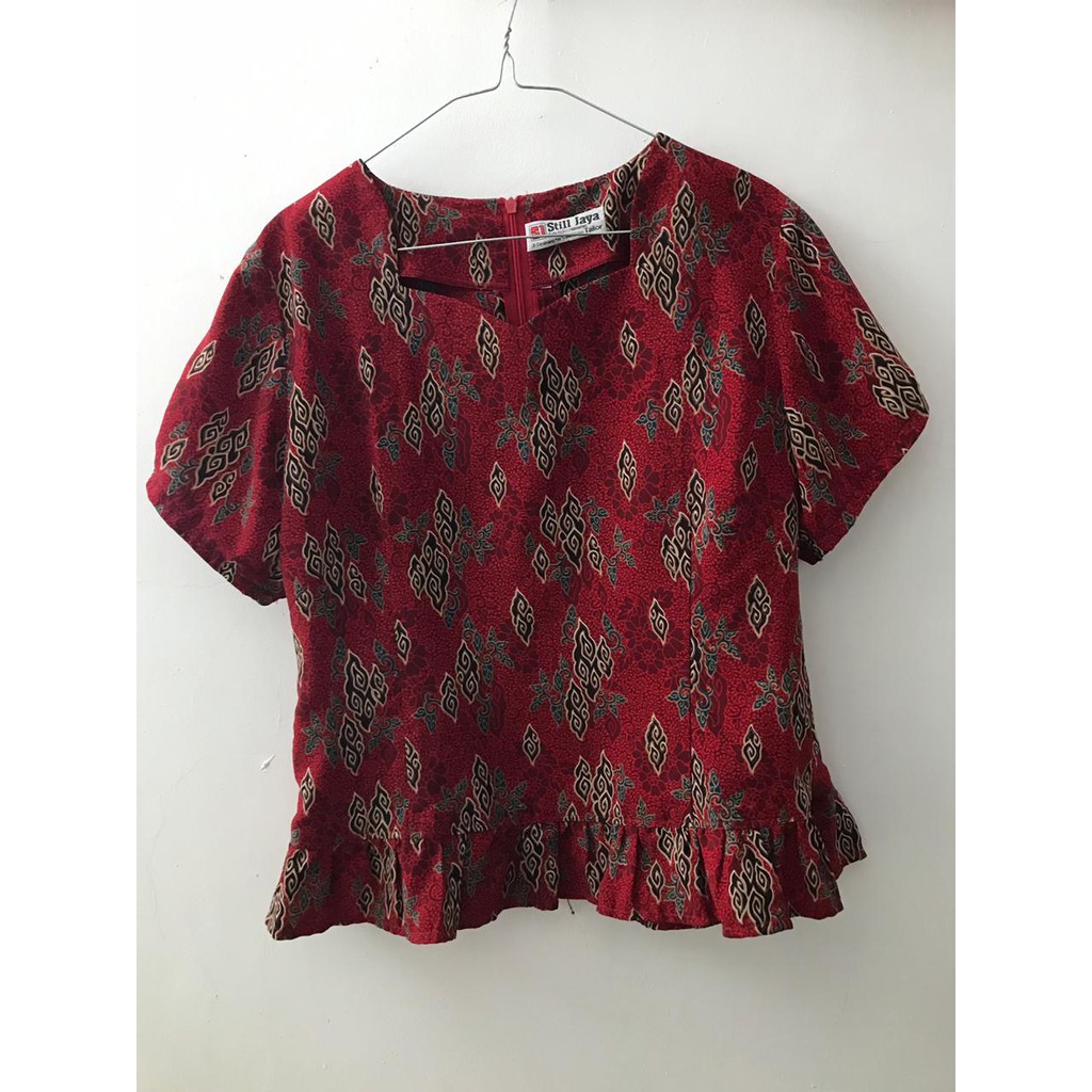blouse batik merah set