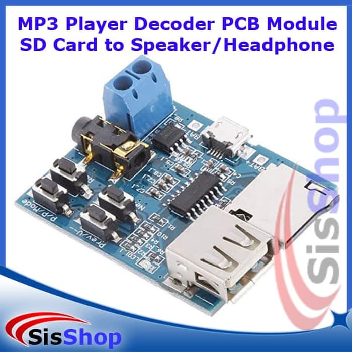 MP3 Player Decoder PCB Module Flashdisk SD Card to Speaker/Headphone