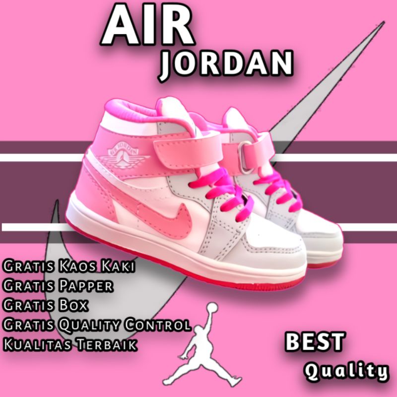 Sepatu Sneakers Anak Air Jordan Grade Original Premium Quality Sepatu Jordan Bayi Dan Anak Cewek perempuan Umur 1 2 3 4 5 6 7 8 9 10 Tahun