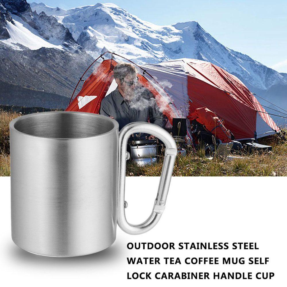 Lanfy Air Teh Mug Portable Traveling Mug Camping Mug Perlengkapan Berkemah Peralatan Makan Cangkir Hiking Stainless Steel Cangkir