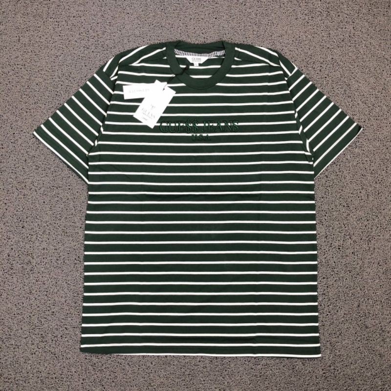 Kaos Tshirt GUESS X ASAP ROCKY STRIPED GREEN AUTHENTIC ORIGINAL