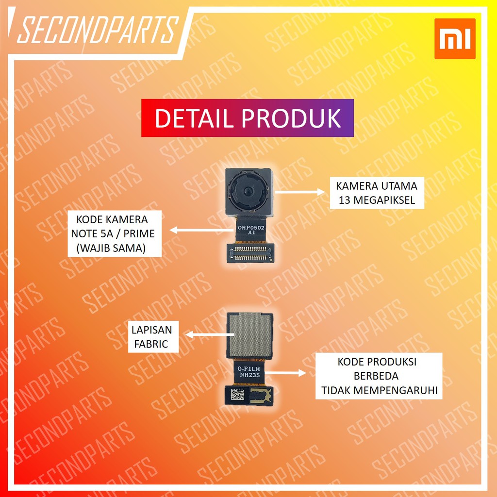 KAMERA BELAKANG XIAOMI REDMI NOTE 5A / NOTE 5A PRIME ORIGINAL COPOTAN