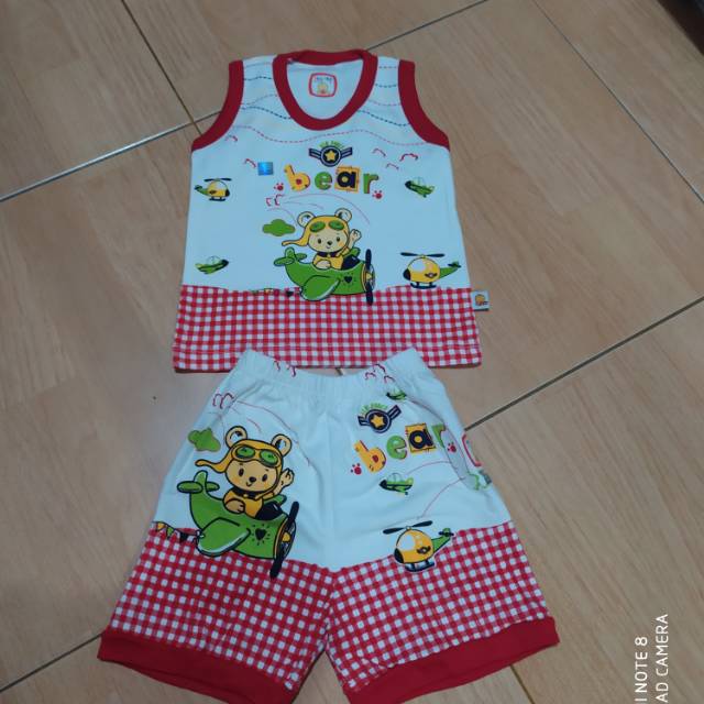 Stelan singlet kutung anak bahan kaos Adem 6 - 12 bulan