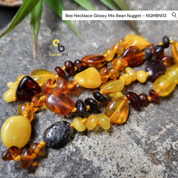 Kalung Amber Bayi &amp; Anak Glossy Mix Bean Nugget NGMBN113 By Amber Bee