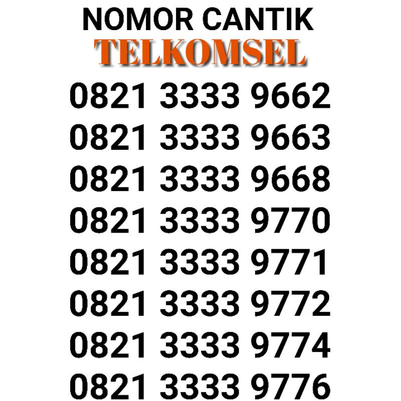 nomor cantik simpati  3333 9 xx a