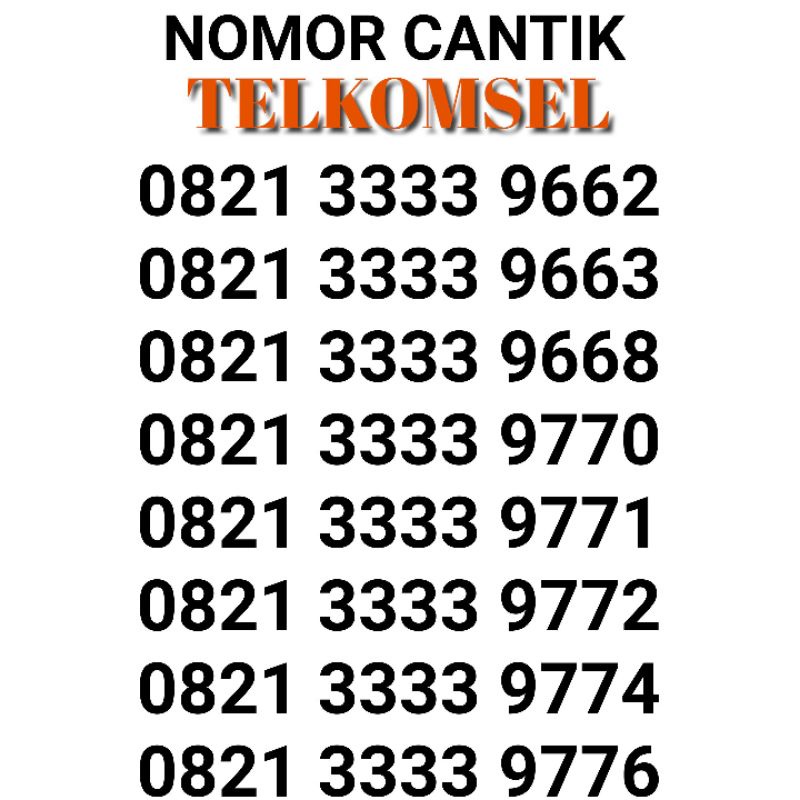 nomor cantik simpati  3333 9 xx a