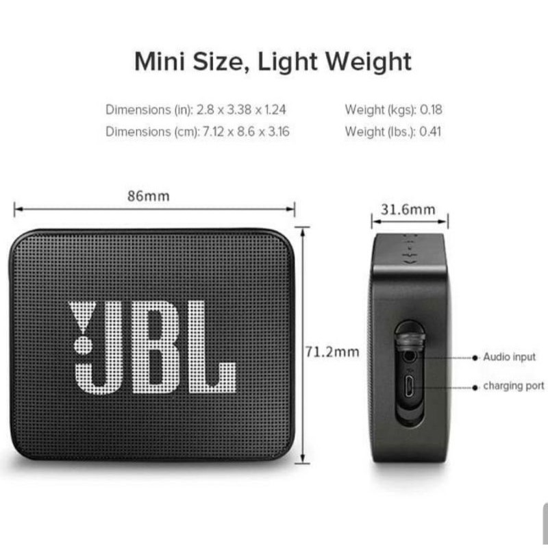 Jbl Go 2 Speaker Bluetooth wireless Portable by harman Go 2 oem