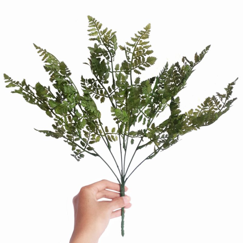 Daun Plastik Pakis Leatherleaf Fern Tanaman Paku AL25  Artifisial Dekorasi Bouquet Wedding