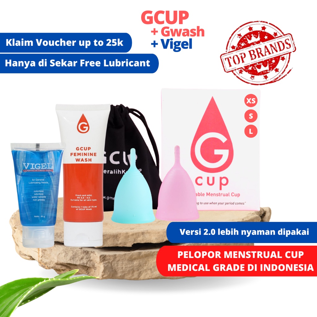 GCUP Girls Menstrual Cup + Feminine Wash + Vigel PAKET HEMAT FREE LUBRICANT 5 ML