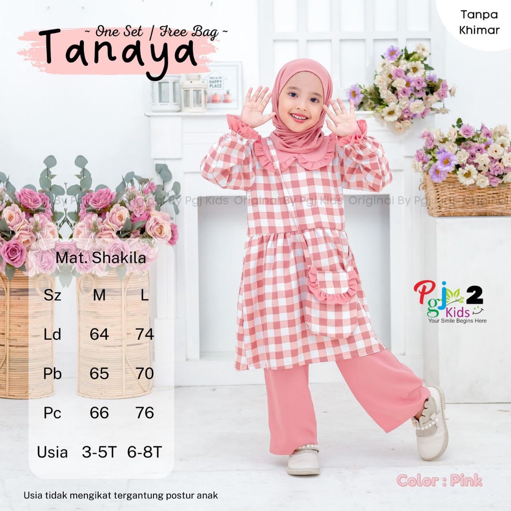 SETELAN ANAK PEREMPUAN BAJU SETELAN TUNIK KOTAK KOTAK CELANA KULOT ANAK PEREMPUAN SET KID TERBARU