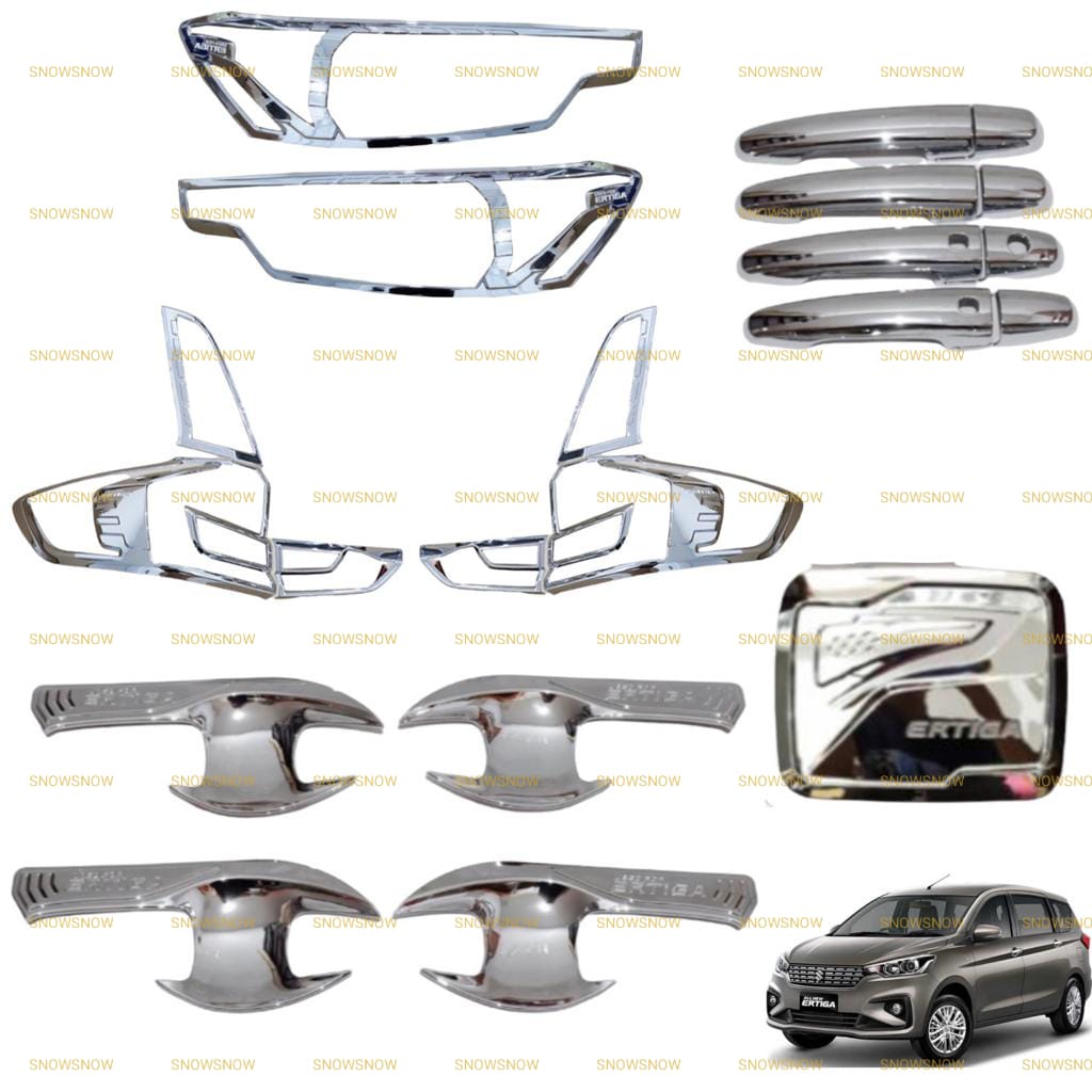 Paket Garnish Lampu Depan Belakang Outer Handle Tank Cover All New Ertiga 2018 2021 2022 UP Hitam Chrome