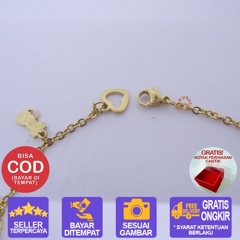 Lovelybutik Gelang Tangan Titanium Anti Karat Kitten Gelang Tangan ukuran 18cm BONUS KOTAK PERHIASAN