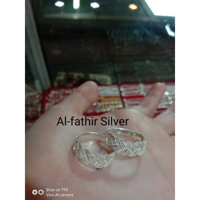 Cincin rante pasir/anyaman  dewasa perak murni 99