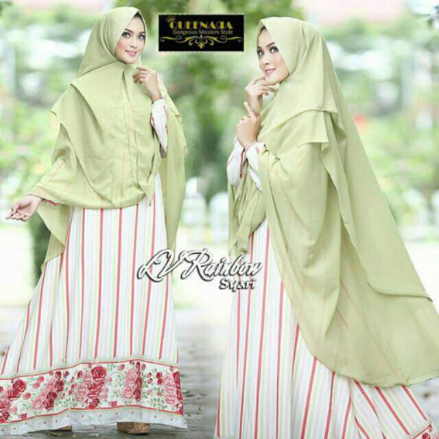 Gamis syari motif stripes ala LyraVirna by BeGlow