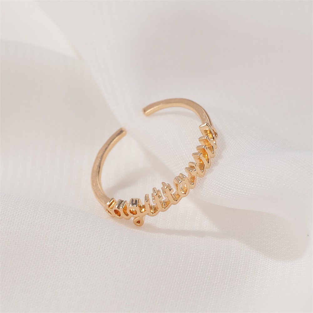 Gold Simple Style 12 Constellations Creative Design Adjustable Open Index Finger Single Ring for Girlfriend Gift