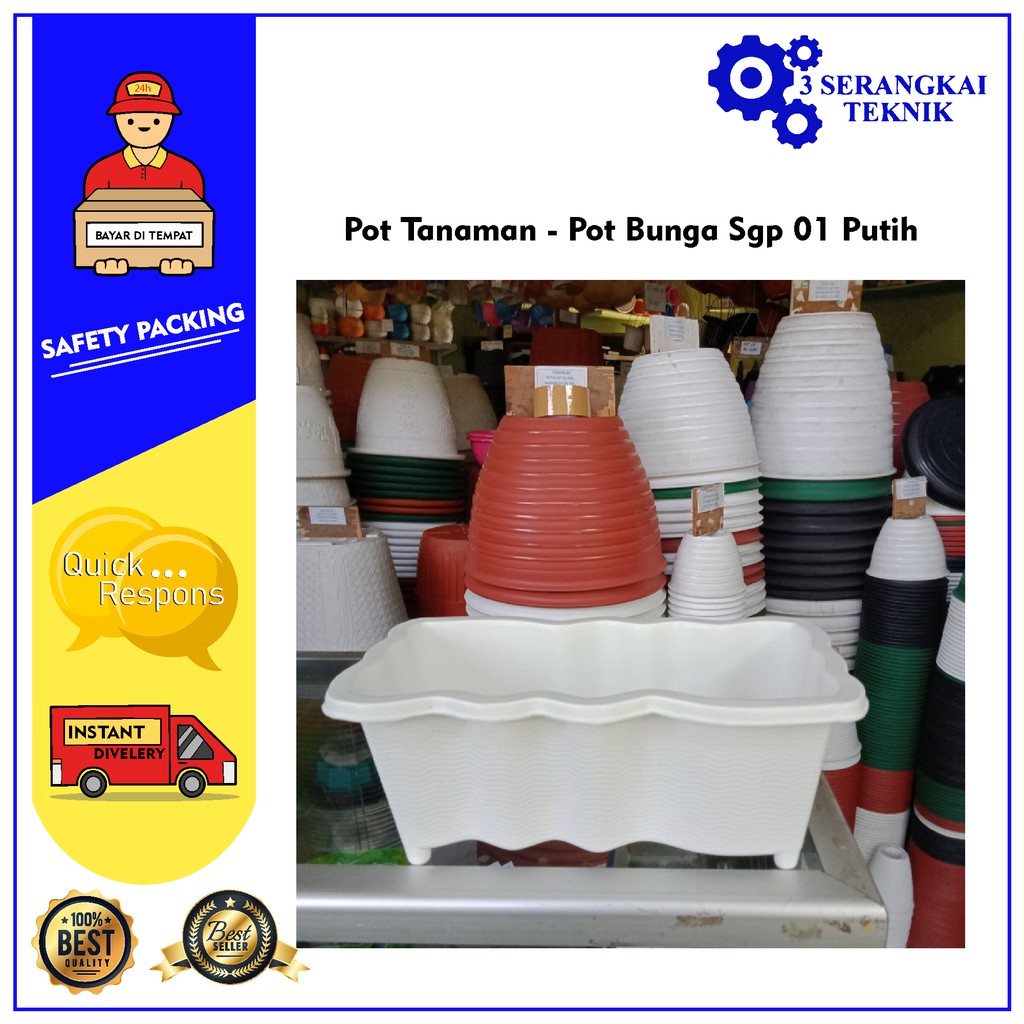 Pot Tanaman - PotBunga Sgp01 Putih