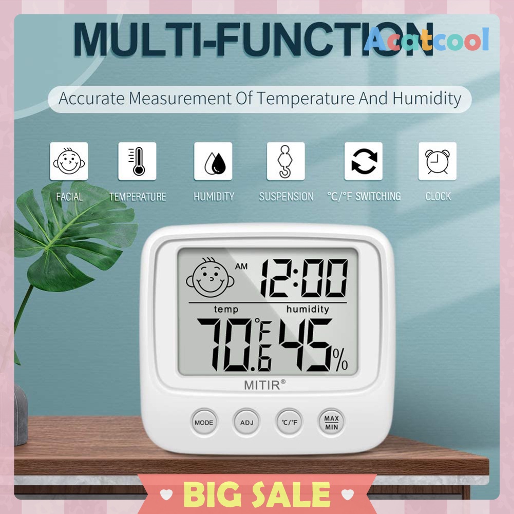 LCD Digital Thermometer Hygrometer Home Office Temperature Humidity Meter