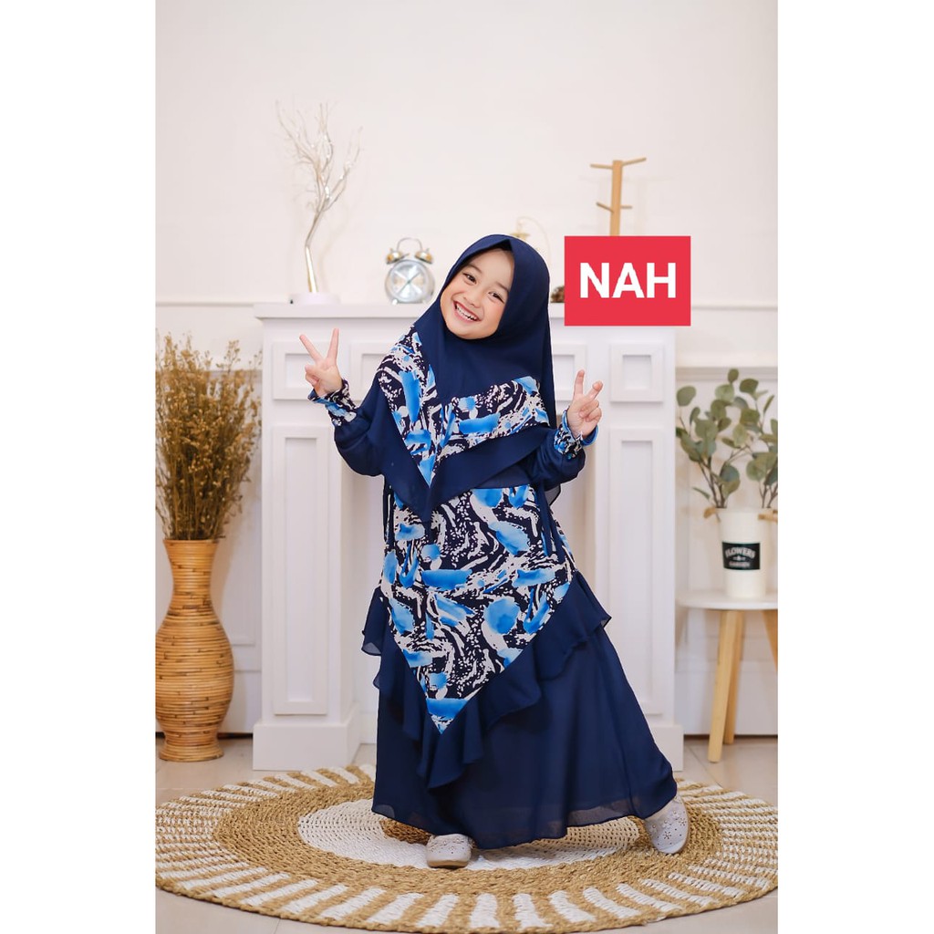Mauma Kids Gamis Anak Syari set krudung renda