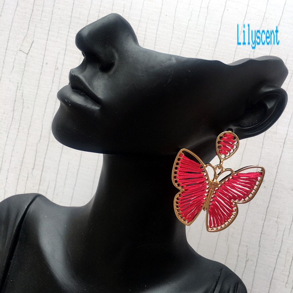 Ls 1 Pasang Anting Kait Gantung Desain Kupu-Kupu Warna Warni Gaya Boho / Elegan Untuk Wanita