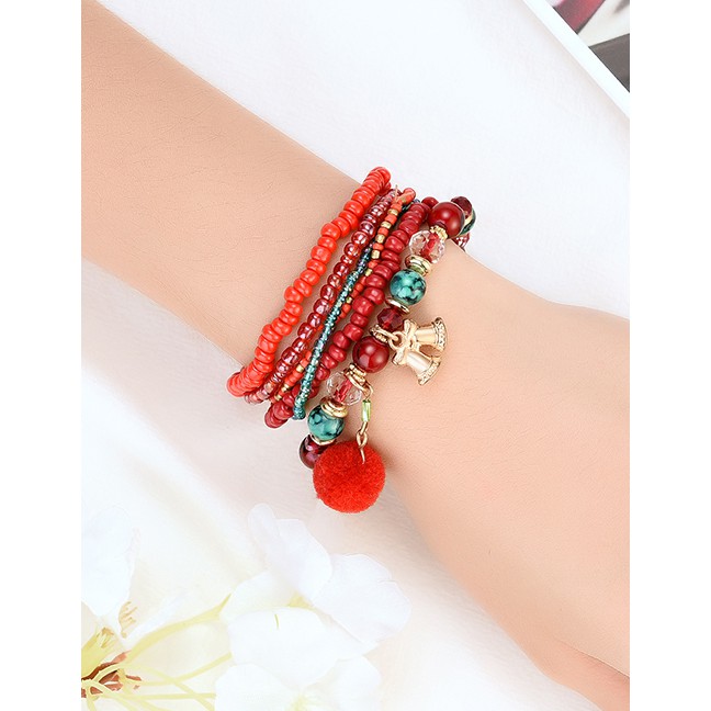 LRC Gelang Tangan Fashion Color Christmas Multi-layer Bracelet D18686