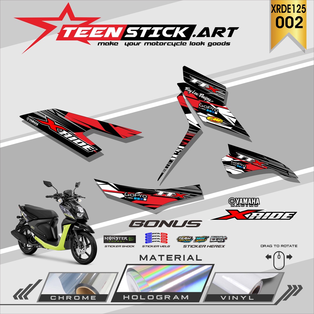 STRIPING XRIDE 125- STRIPING VARIASI HOLOGRAM YAMAHA XRIDE 125 TTX TN 002