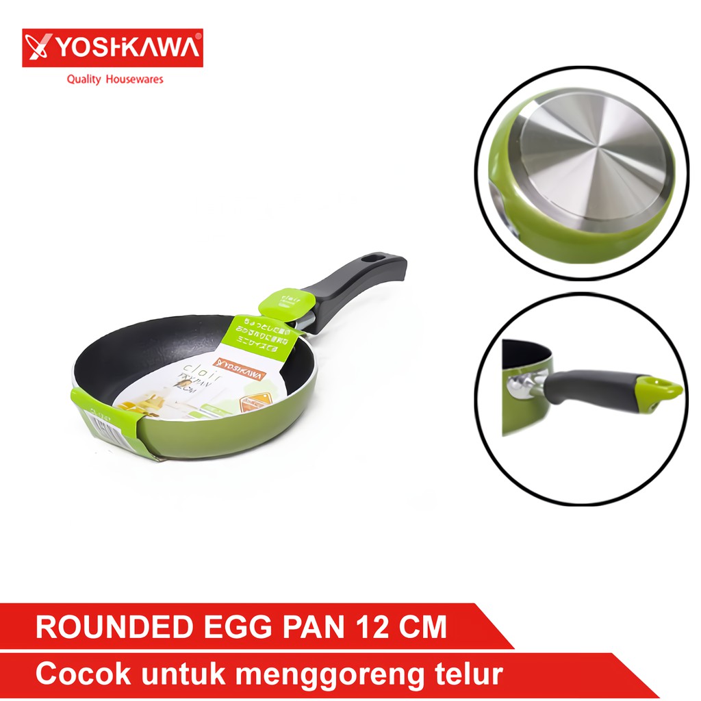 

YOSHIKAWA Teplon/Wajan Penggorengan Telur 12 CM Rounded Egg Pan EVL-CL-12-07 Hijau