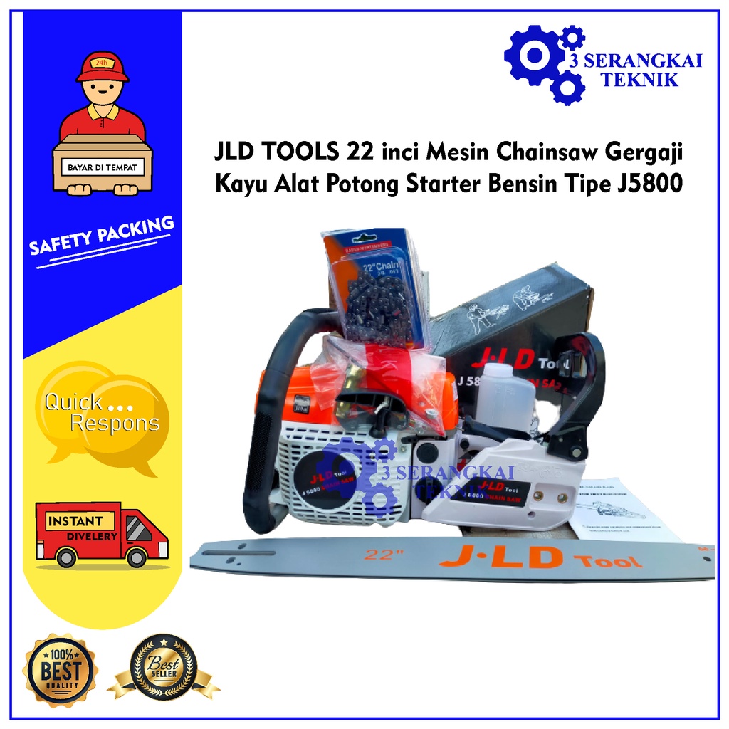 JLD TOOLS 22 inci Mesin Chainsaw Gergaji Kayu Alat Potong Tipe J5800