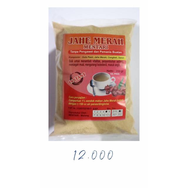 

Jahe merah serbuk (sudah dengan gula) isi 190 gr