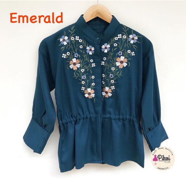 Baju putih bordir / blouse bordir cantik / blouse katun murah / lengan panjang / baju bohemian /1849