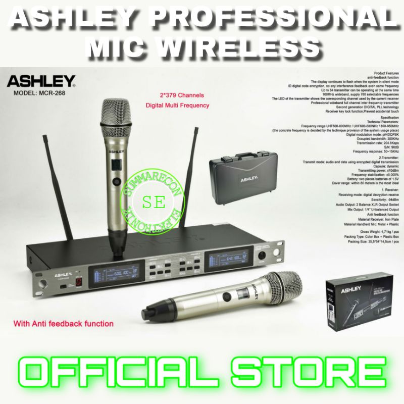 mic wireless original ashley mcr 268 microphone karaoke mic wireless