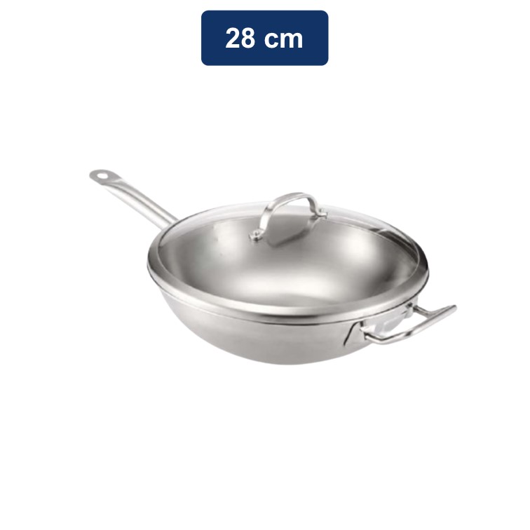 Zebra Estio Pro Wajan + Tutup Kaca / Wok + One Long & One Short Handle + Glass Lid 28 cm (175104)