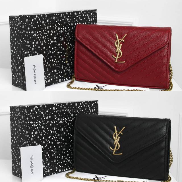 Tas wanita YSL Chevron WOC with Box Semi Premium Authentic