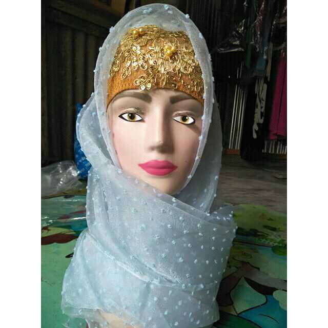 Organza Polkadot + Inner Rajut Brukat