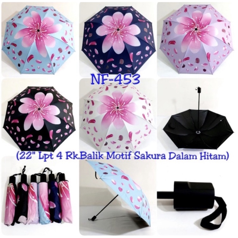 payung lipat 3 Nagoya NF 453 motif kembang sakura