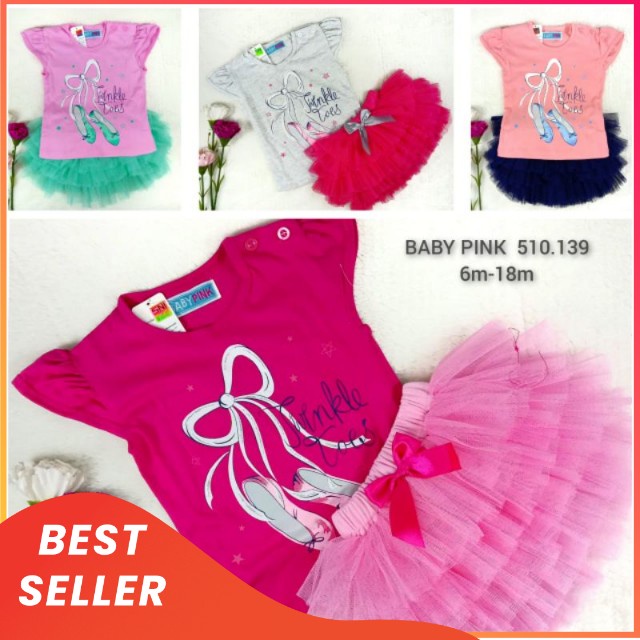 [0-18 bulan] SETELAN ROK TUTU GOTIK ANAK &amp; BAYI MERK BABYPINK / SETELAN ROK TUTU PETIT BAYI