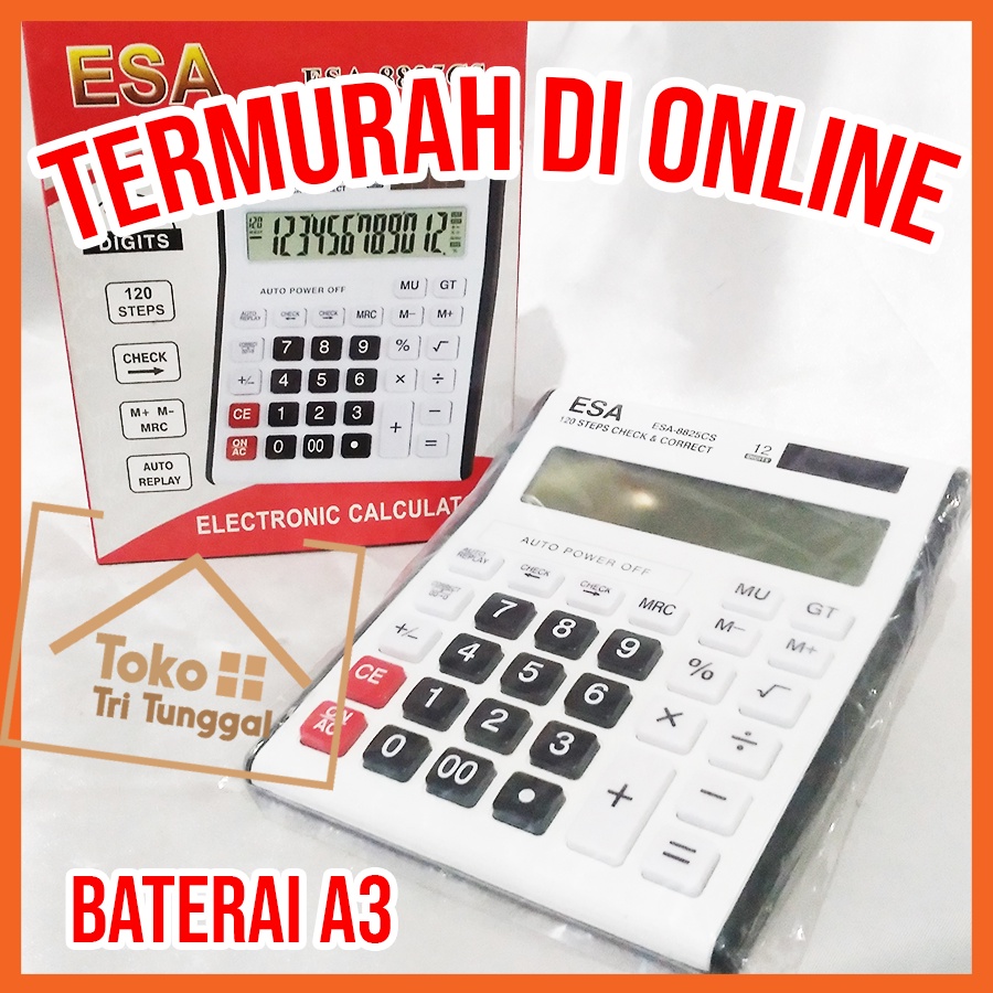 

Kalkulator Dagang Jualan Sekolah Bisnis Model Check Correct Besar 12 Digit Baterai Mudah Diganti ESA