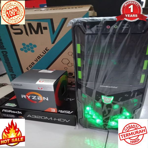 Terlaris PC RAKITAN GAMING AMD RYZEN 5 3400G RAM 8GB VGA VEGA 11 2GB