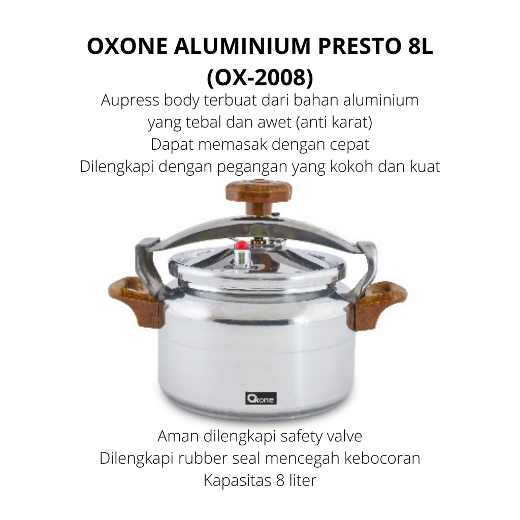 OXONE PANCI PRESTO OX-2008 ALUMINIUM PANCI PRESTO OXONE 8 LITER PRESTO PANCI PRESTO 8L PANCI PRESTO