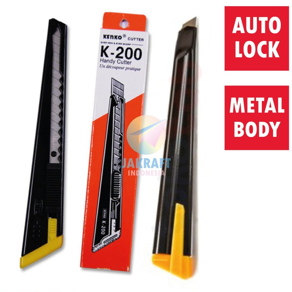 

(1 Pcs) Cutter Kecil JOYKO K-200 Full Besi Auto Lock Refill Pisau A-100 Tajam Murah