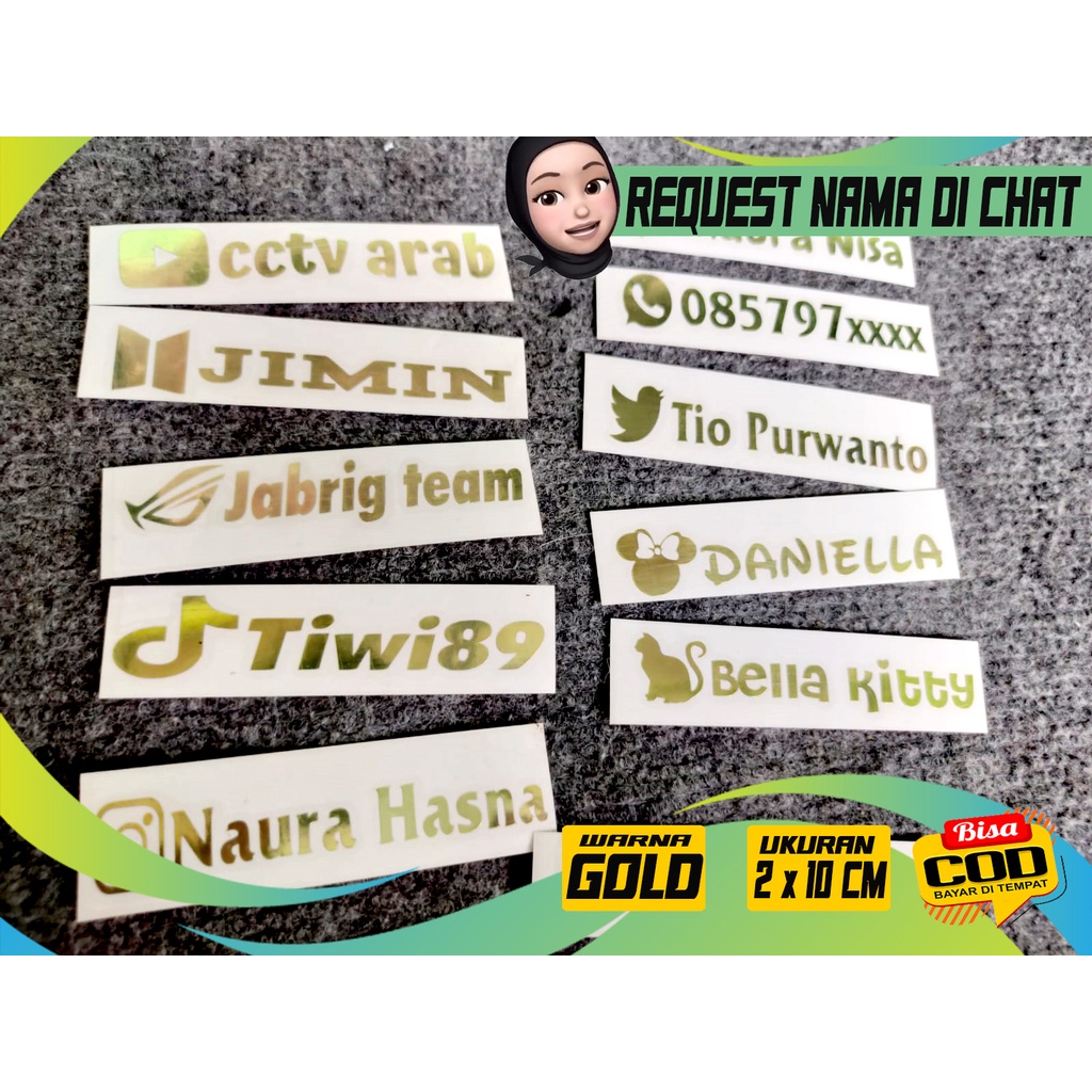 stiker nama atau kata