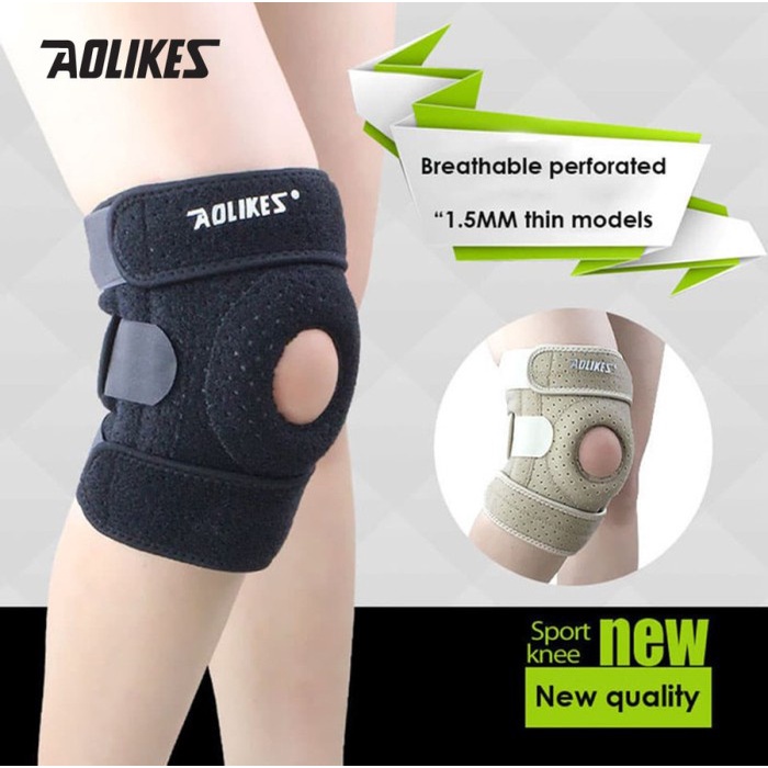 Aolikes 7906 Knee Pad Brace Bandage - Pelindung lutut Deker Lari BLACK