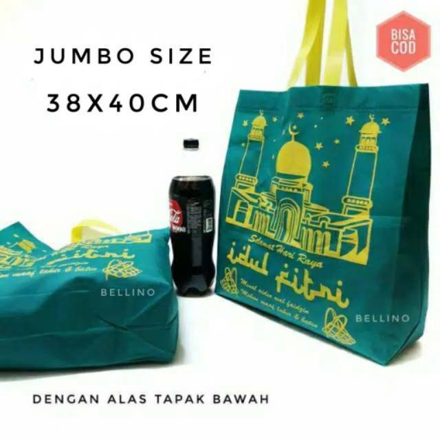 

Tas Parcel Lebaran Jumbo Bahan Tebal SPONDBON/GOODIE BAG IDUL FITRI Ukuran 38x40cm Alas Tapak Bawah